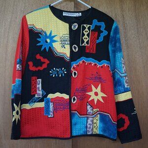 Vintage Draper's & Damon's Womens 4 Colorful Embroidered Button-Down Jacket